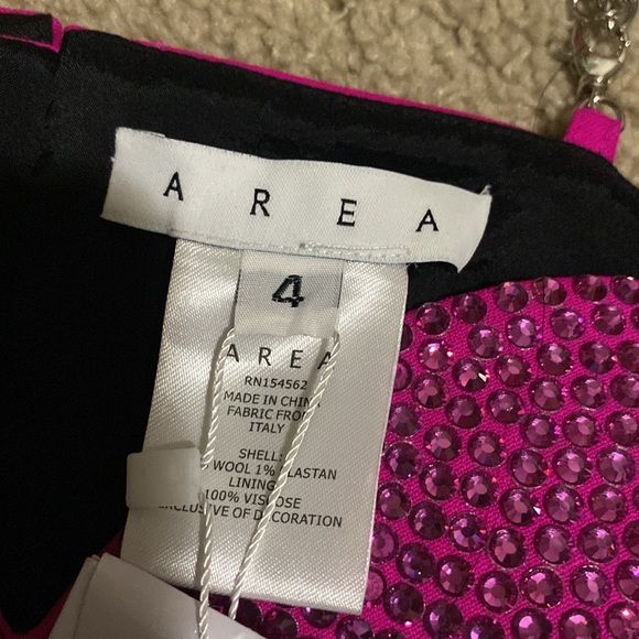 AREA Embellished Stretch Wool Heart Crop Top Fuchisia - Picture 8 of 9